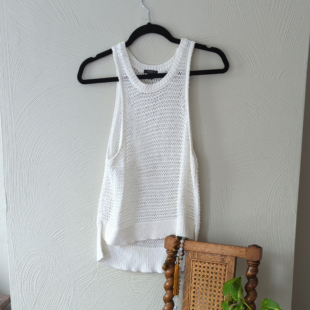 White Sleeveless Knit Top
